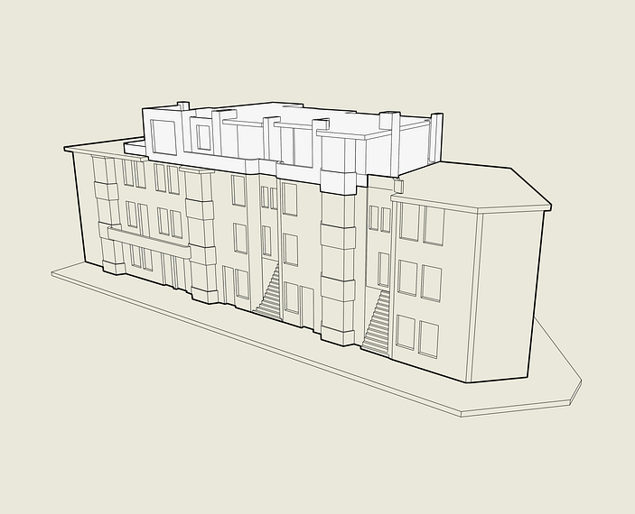 Collecrtief van 4 dakopbouwen