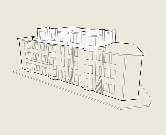 Collecrtief van 4 dakopbouwen